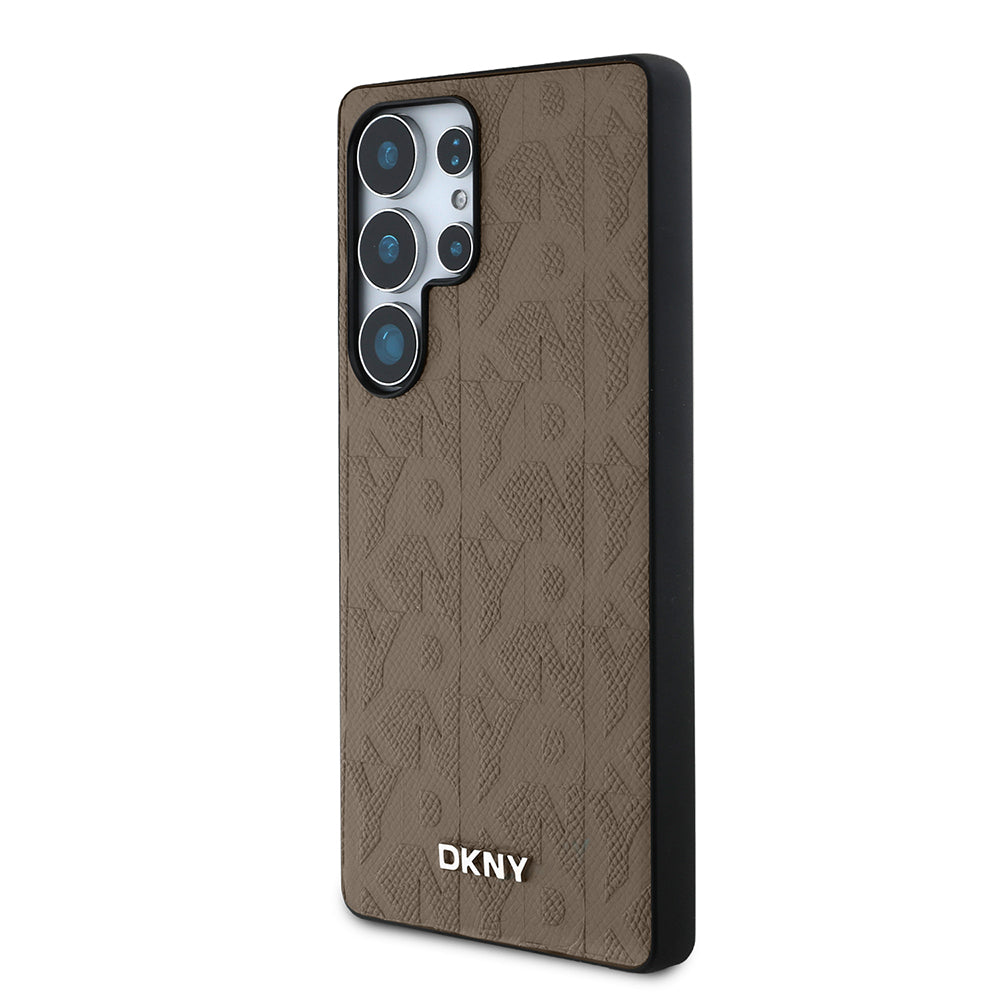 DKNY Galaxy S25 Ultra Orjinal Lisanslı Magnetik PU Deri Grid Pattern Kılıf