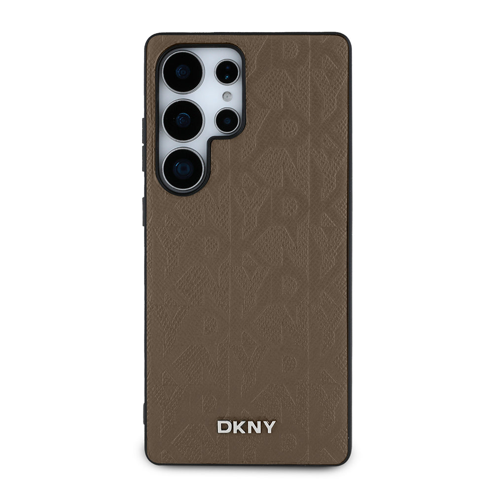 DKNY Galaxy S25 Ultra Orjinal Lisanslı Magnetik PU Deri Grid Pattern Kılıf