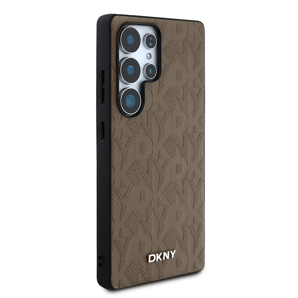 DKNY Galaxy S25 Ultra Orjinal Lisanslı Magnetik PU Deri Grid Pattern Kılıf