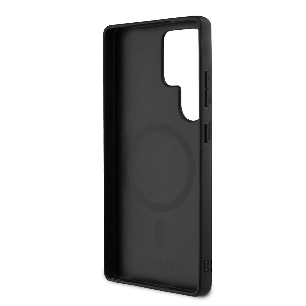 DKNY Galaxy S25 Ultra Orjinal Lisanslı Magnetik PU Deri Grid Pattern Kılıf