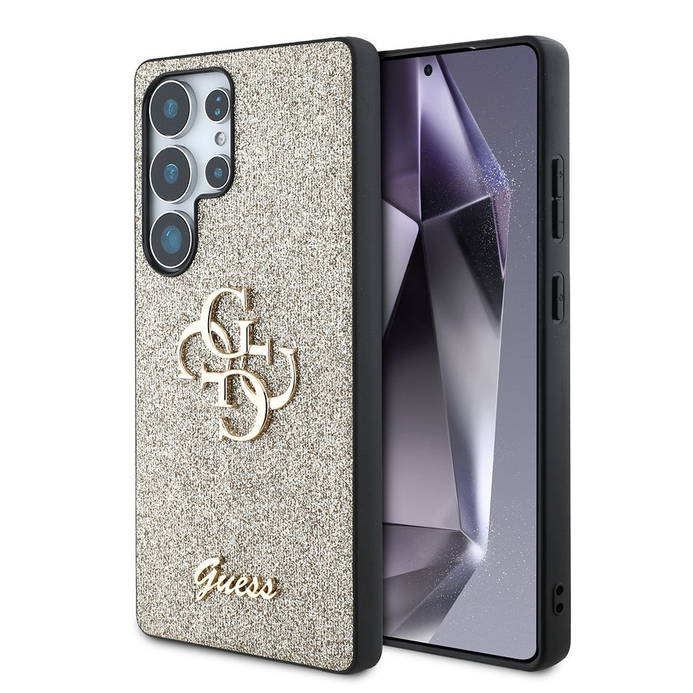 Guess Galaxy S25 Ultra Orjinal Lisanslı 4G Büyük Metal Logolu Glitter Kılıf