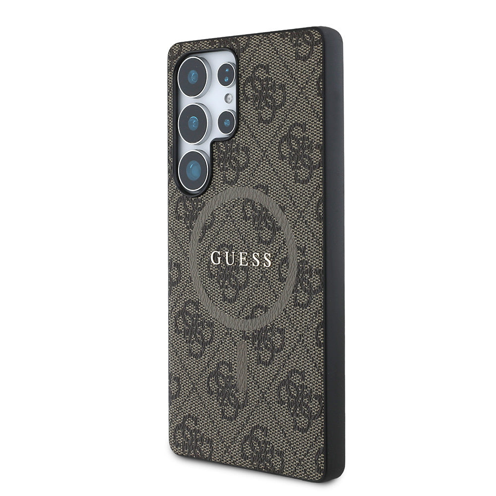Guess Galaxy S25 Ultra Orjinal Lisanslı PU Halkalı 4G Desenli Yazı Logolu M-safe Kılıf