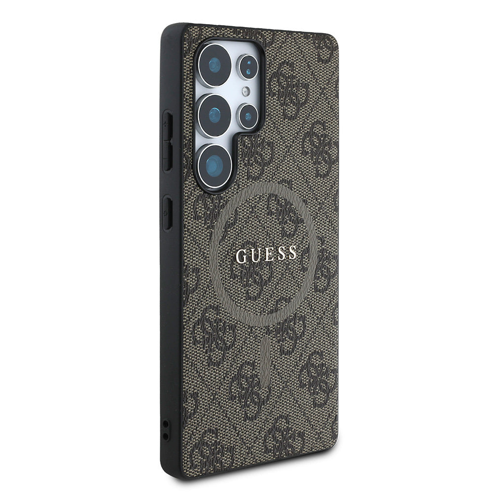 Guess Galaxy S25 Ultra Orjinal Lisanslı PU Halkalı 4G Desenli Yazı Logolu M-safe Kılıf
