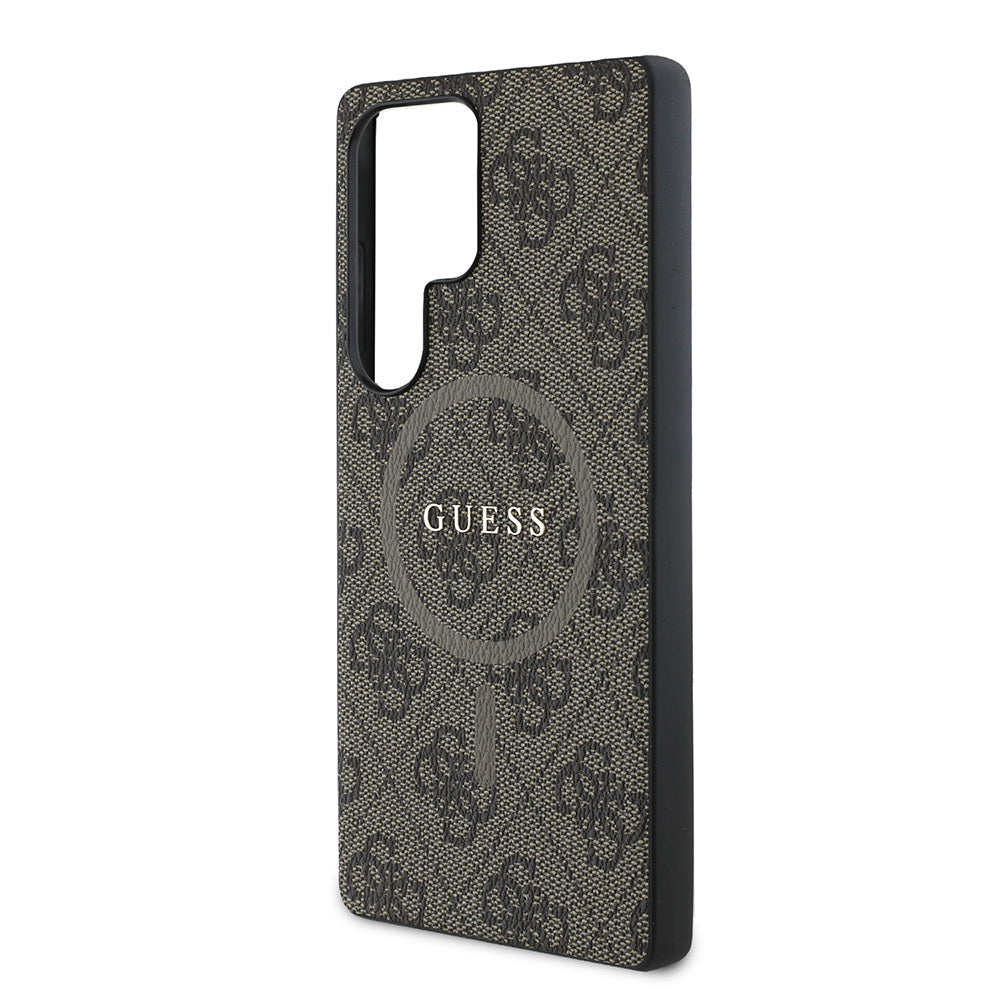 Guess Galaxy S25 Ultra Orjinal Lisanslı PU Halkalı 4G Desenli Yazı Logolu M-safe Kılıf