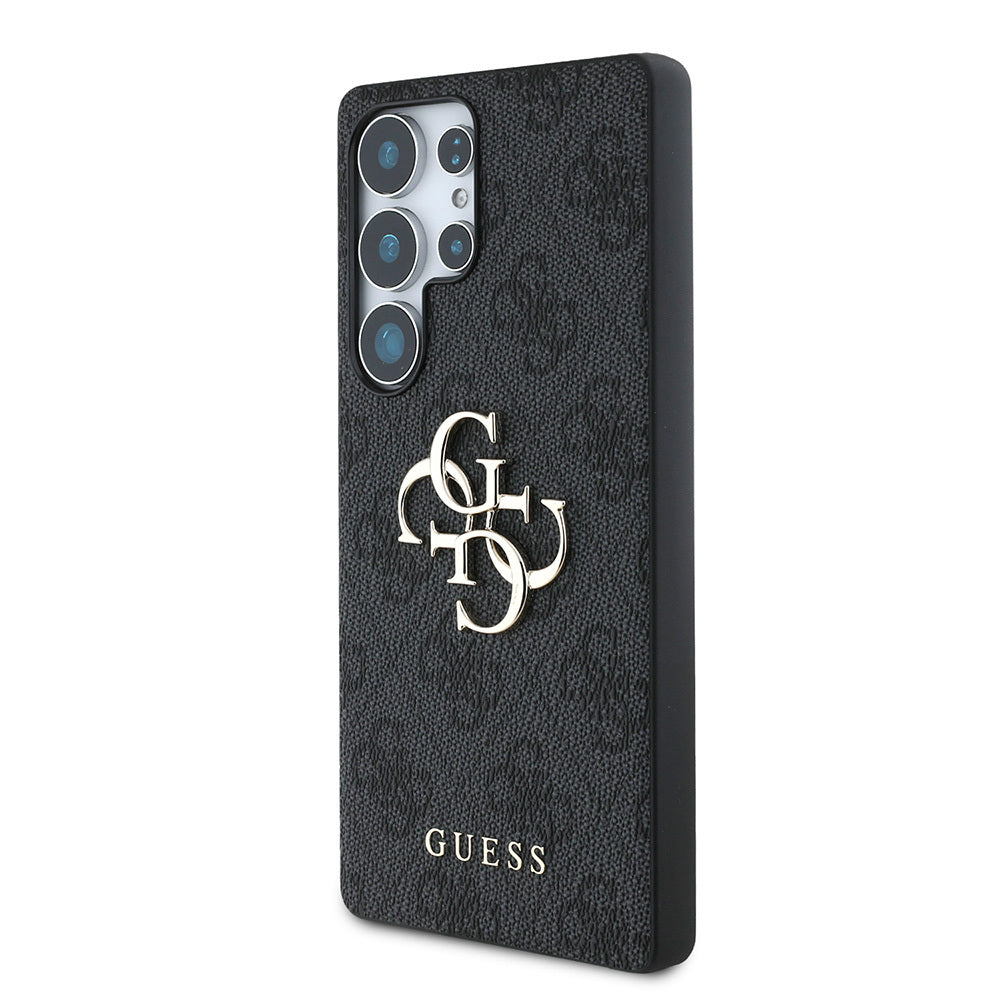 Guess Galaxy S25 Ultra Orjinal Lisanslı PU Deri 4G Desenli Metal Büyük 4G ve Yazı Logolu Kılıf