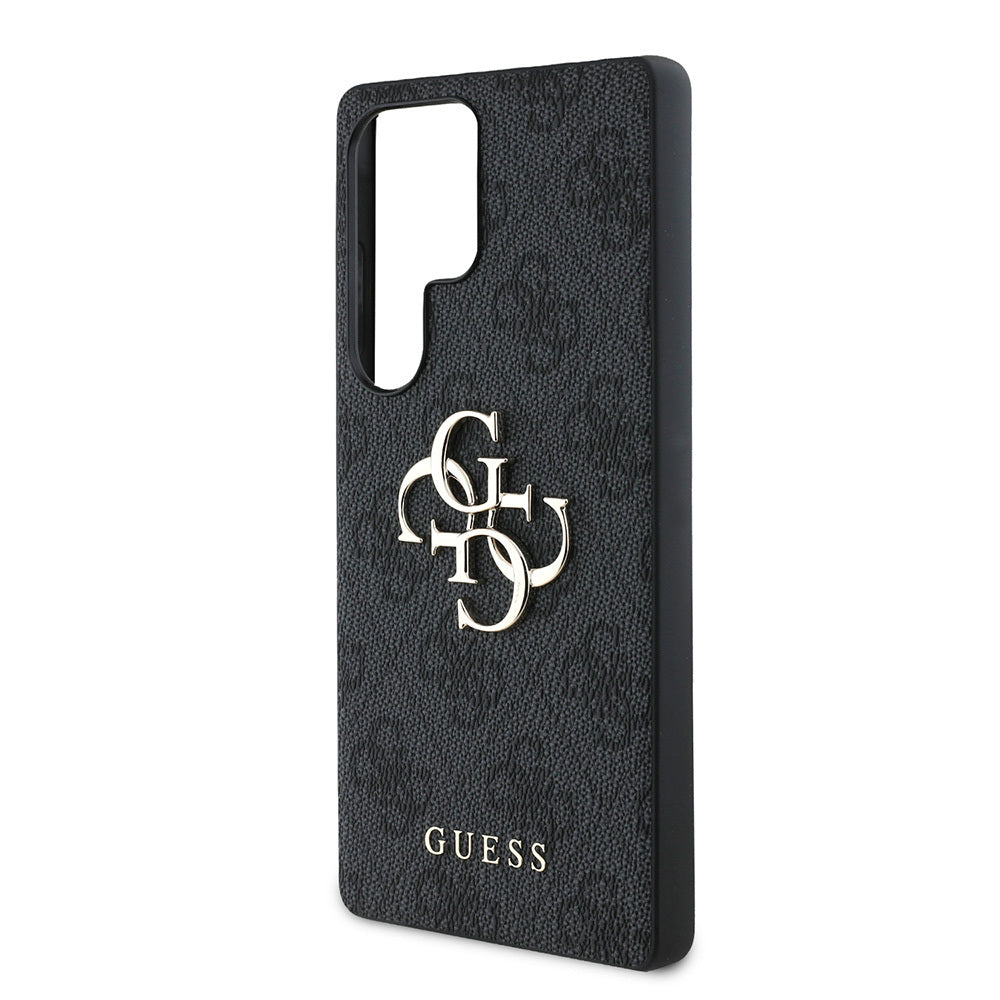 Guess Galaxy S25 Ultra Orjinal Lisanslı PU Deri 4G Desenli Metal Büyük 4G ve Yazı Logolu Kılıf