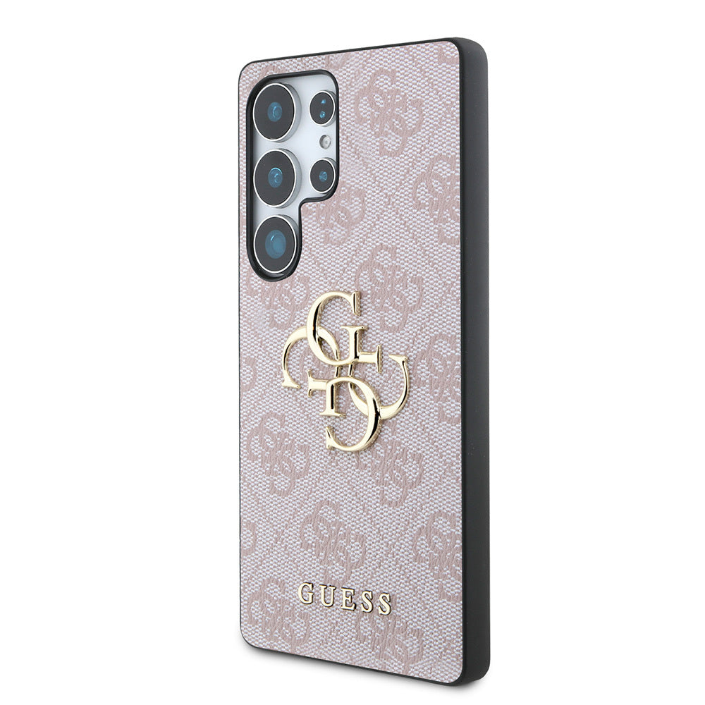 Guess Galaxy S25 Ultra Orjinal Lisanslı PU Deri 4G Desenli Metal Büyük 4G ve Yazı Logolu Kılıf