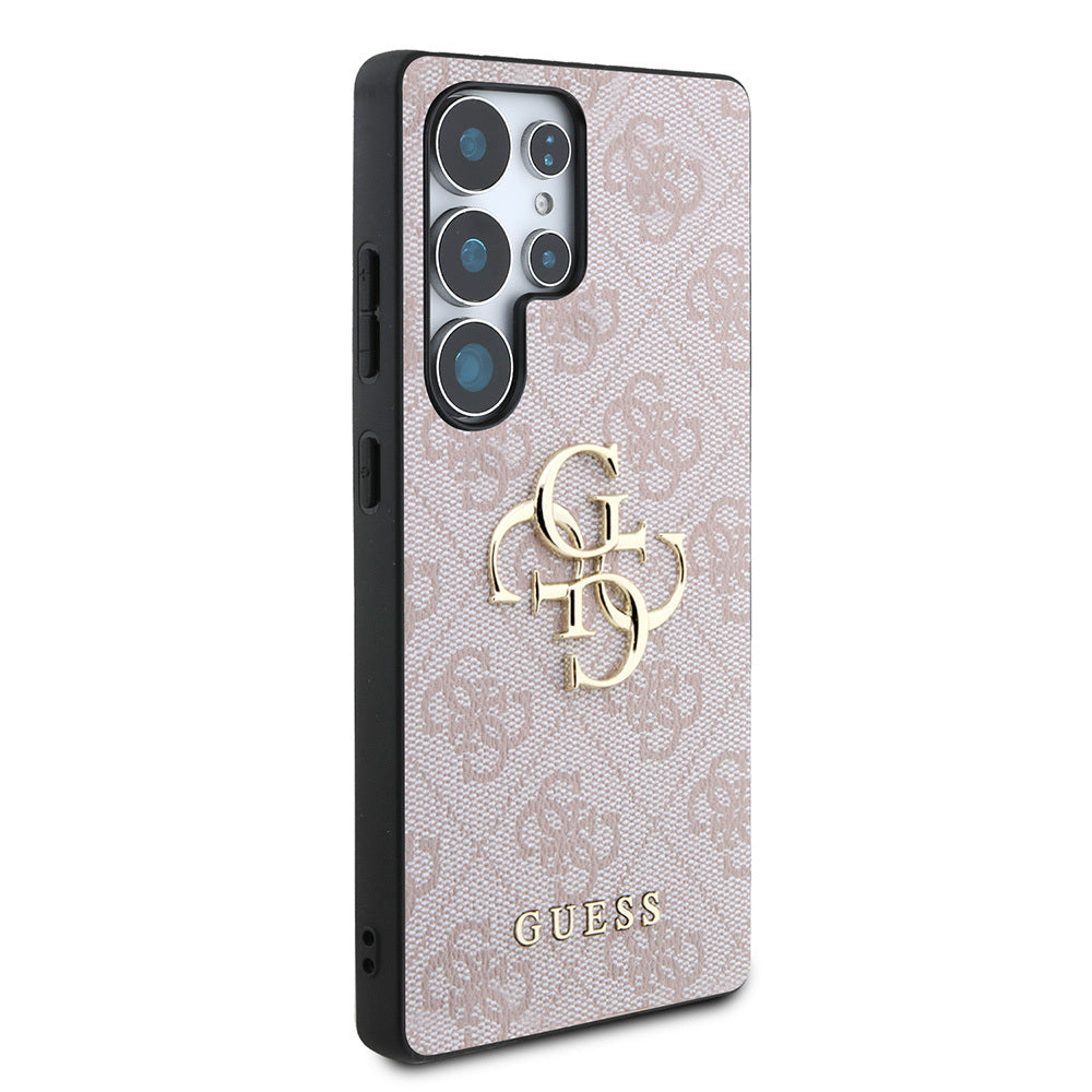 Guess Galaxy S25 Ultra Orjinal Lisanslı PU Deri 4G Desenli Metal Büyük 4G ve Yazı Logolu Kılıf
