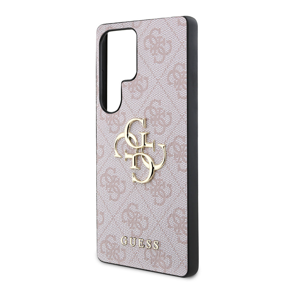 Guess Galaxy S25 Ultra Orjinal Lisanslı PU Deri 4G Desenli Metal Büyük 4G ve Yazı Logolu Kılıf