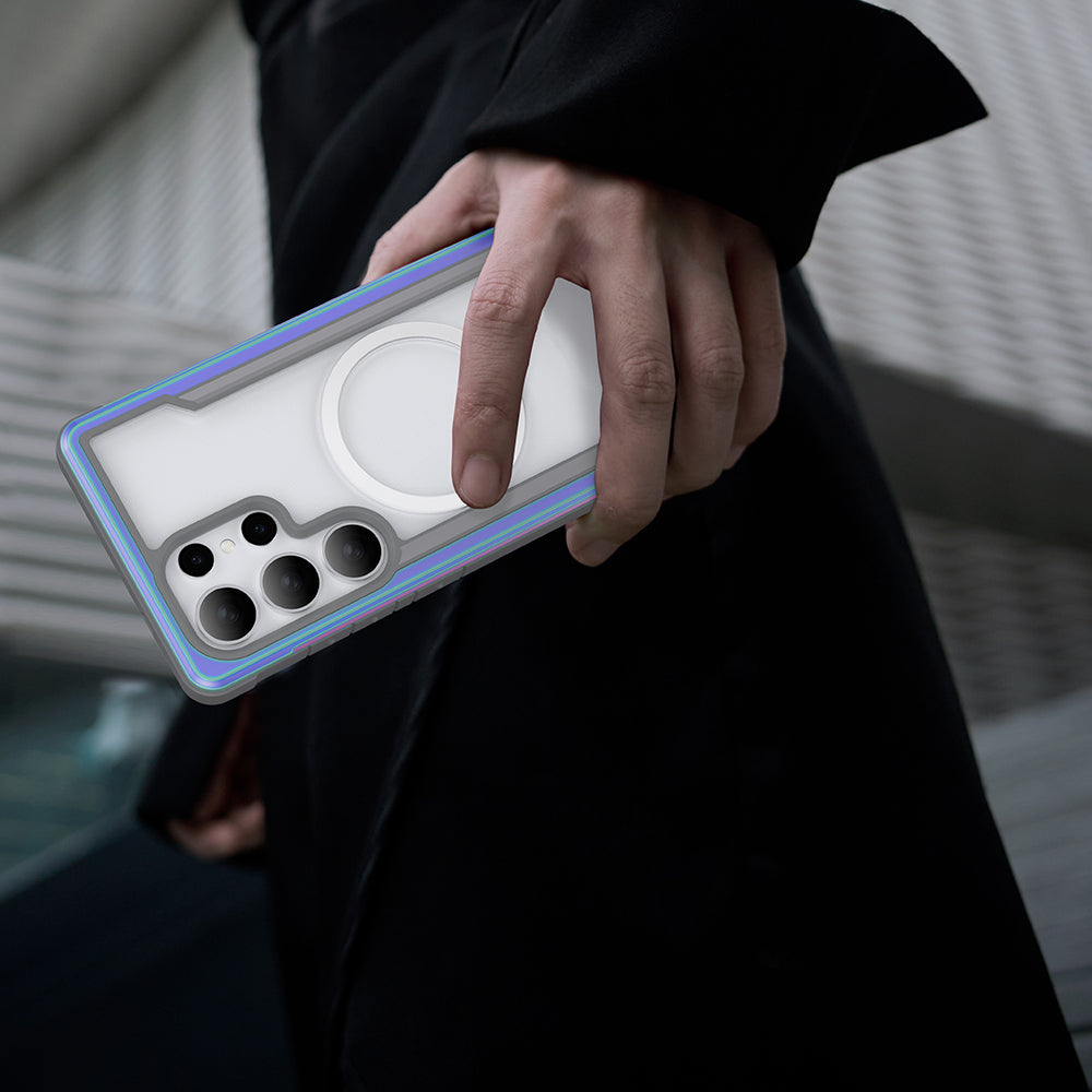 Raptic Shield Serisi Galaxy S25 Ultra Magsafe Şarj Özellikli Airbagli Şeffaf Arka Yüzey Kılıf