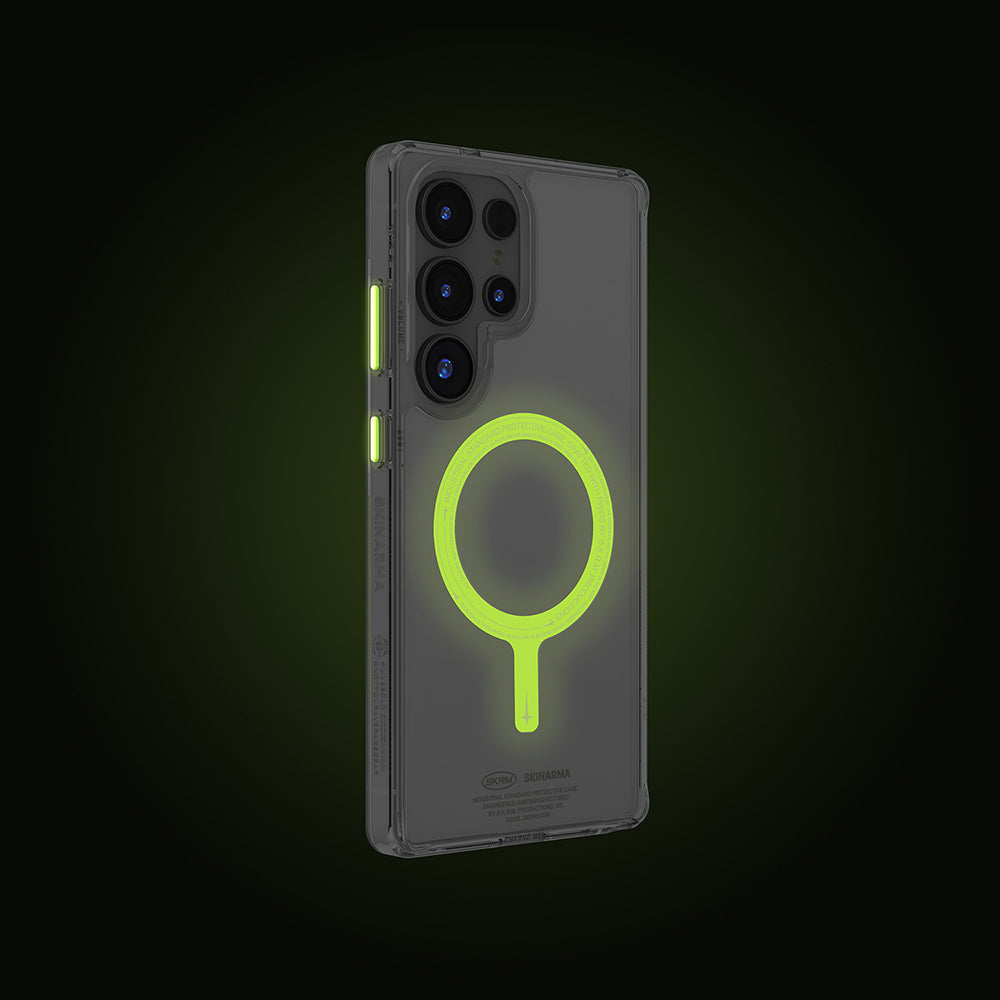 Skinarma Saido Nightglow Galaxy S25 Ultra Magsafe Şarj Özellikli Şeffaf Airbag Tasarımlı Kılıf