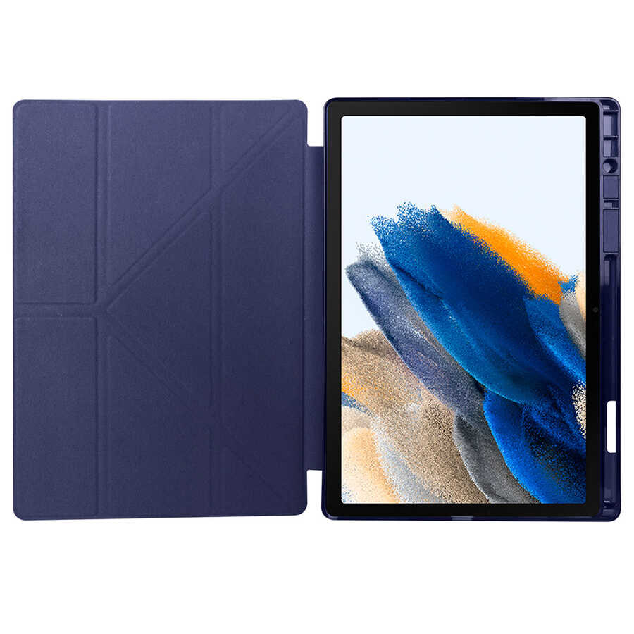 Cepax Foldable Galaxy Tab A8 10.5 SM-X200 (2021) Kalem Bölmeli Standlı Tablet Kılıfı - 3