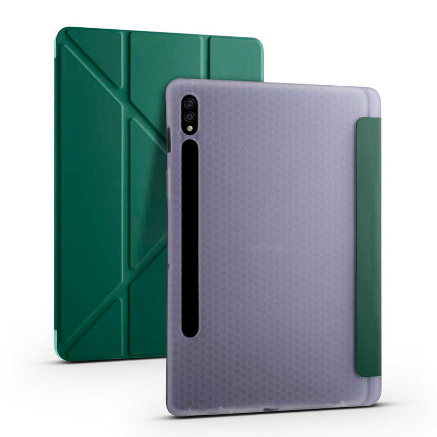 Cepax Foldable Galaxy Tab S7 Plus T970 Kalem Bölmeli Standlı Tablet Kılıfı - 13