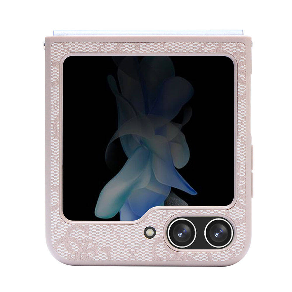 Guess Galaxy Z Flip 5 Kılıf Orjinal Lisanslı PU Deri Taşlı Üçgen Logo 4G Desenli Strass Telefon Kılıfı - 2