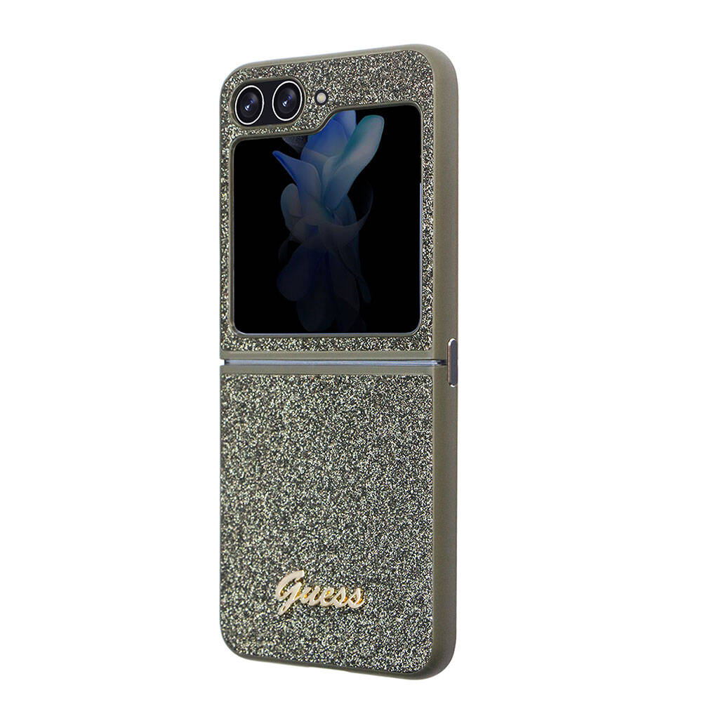 Guess Galaxy Z Flip 5 Orjinal Lisanslı Yazı Logolu Glitter Flakes Telefon Kılıfı - 5