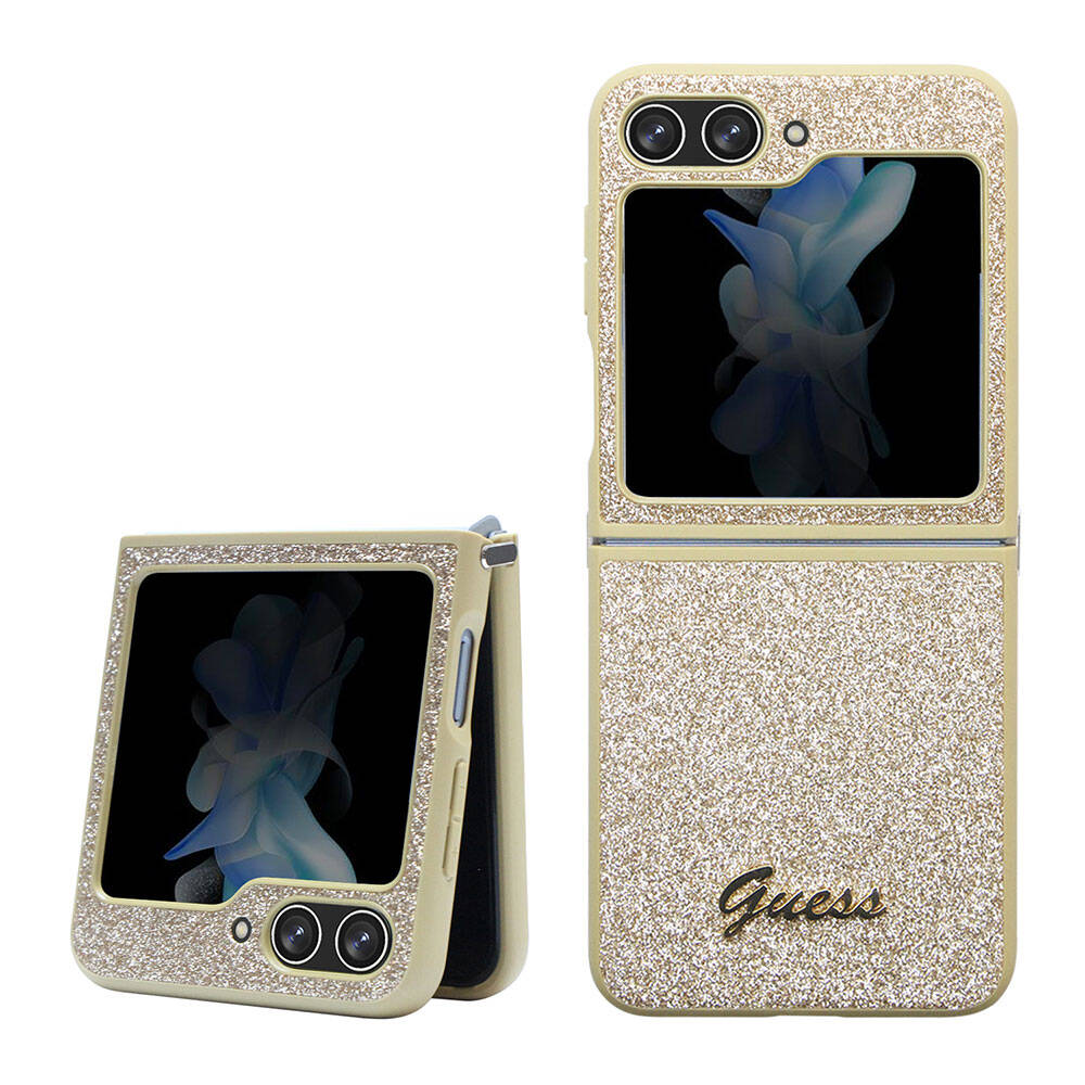 Guess Galaxy Z Flip 5 Orjinal Lisanslı Yazı Logolu Glitter Script Telefon Kılıfı - 8