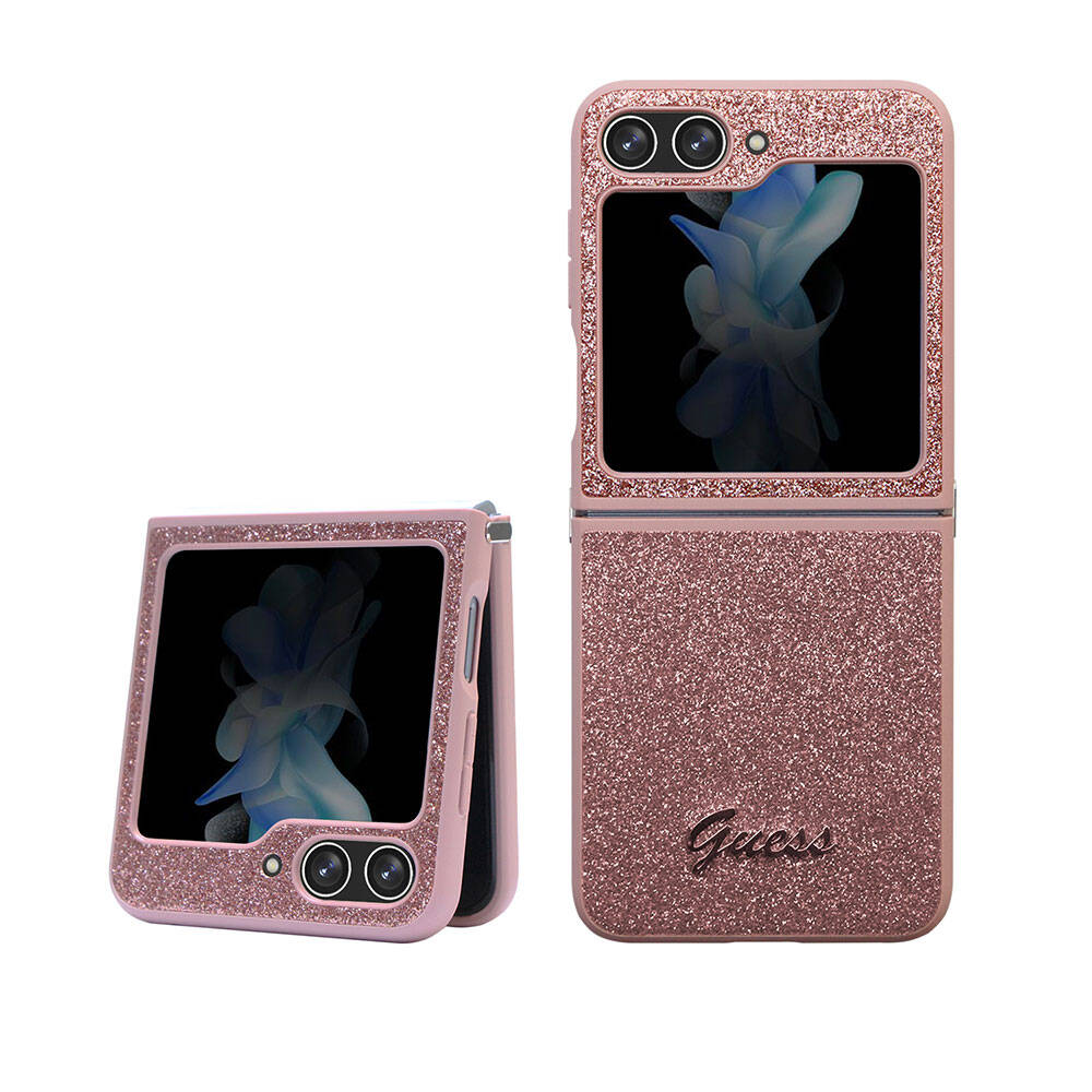 Guess Galaxy Z Flip 5 Orjinal Lisanslı Yazı Logolu Glitter Script Telefon Kılıfı - 15