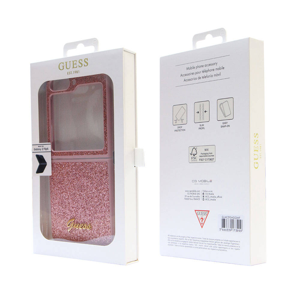 Guess Galaxy Z Flip 5 Orjinal Lisanslı Yazı Logolu Glitter Script Telefon Kılıfı - 21