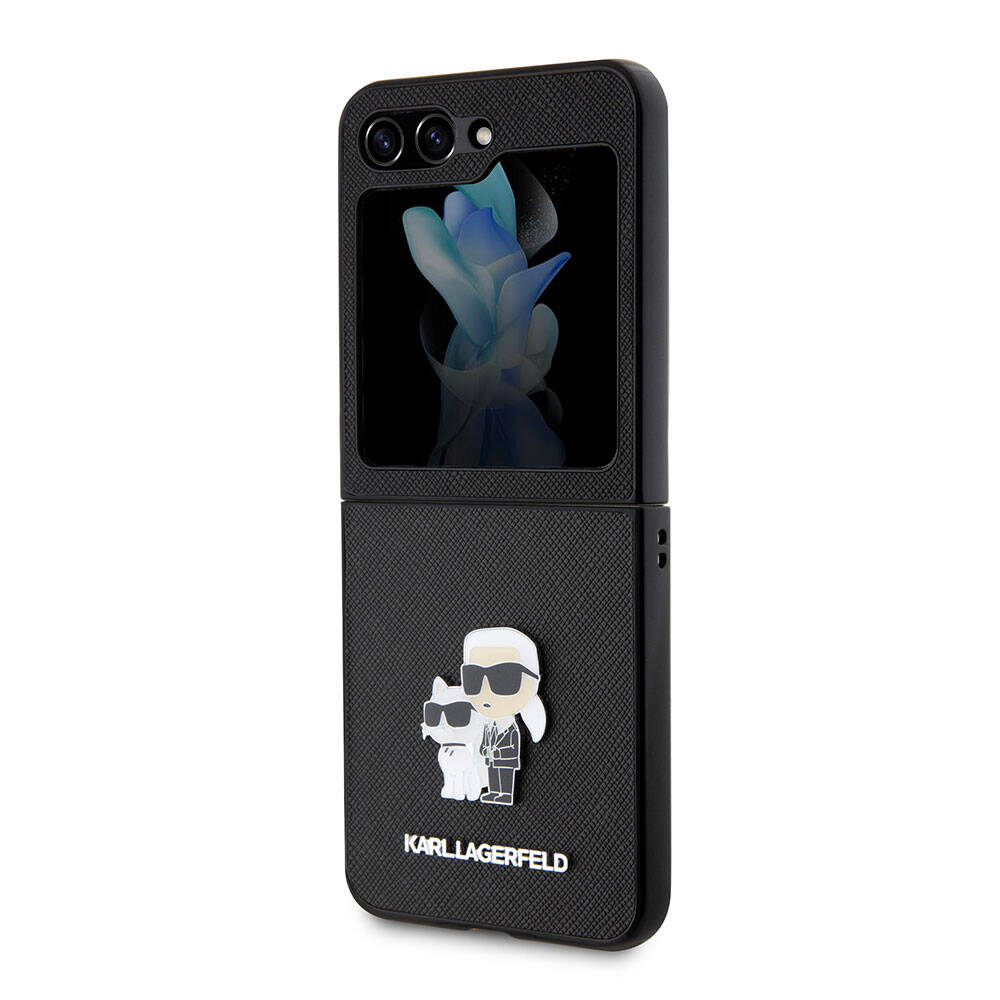 Karl Lagerfeld Galaxy Z Flip 5 Kılıf Orjinal Lisanslı K&C Metal Logolu Saffiano Telefon Kılıfı - 5