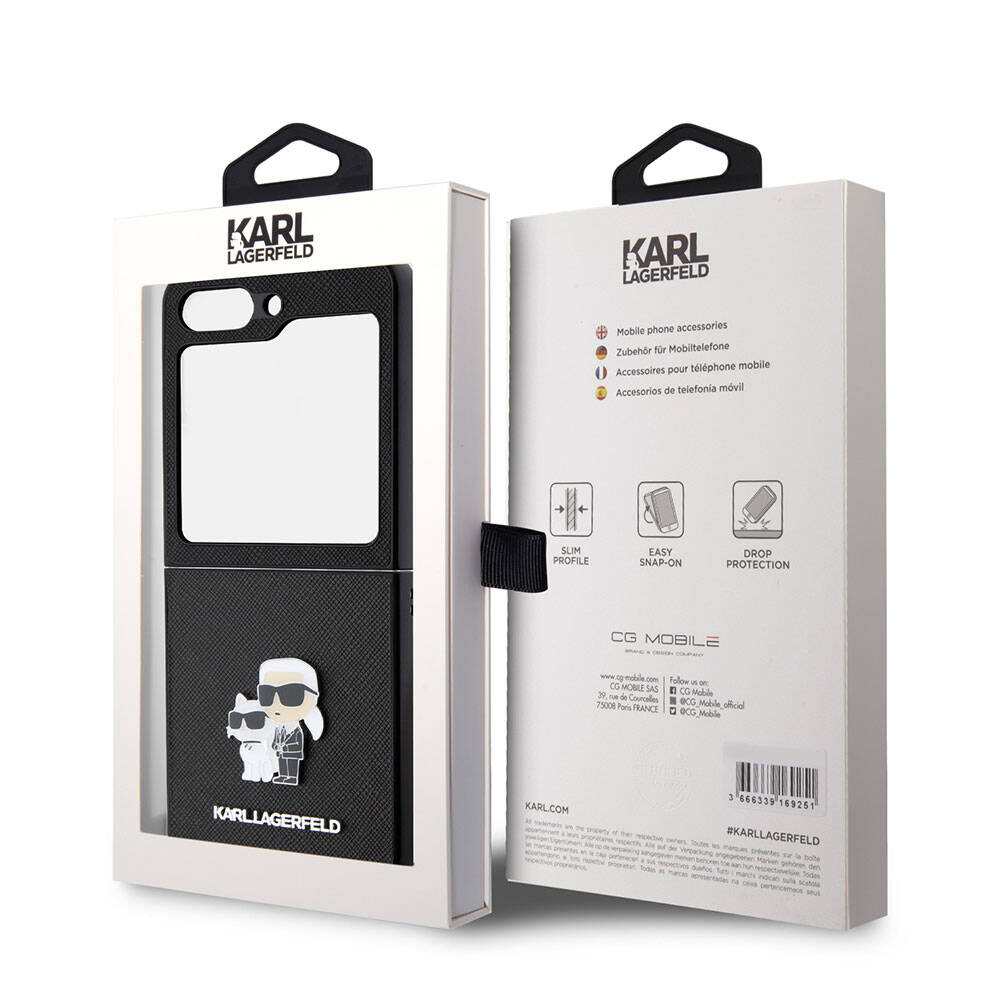Karl Lagerfeld Galaxy Z Flip 5 Kılıf Orjinal Lisanslı K&C Metal Logolu Saffiano Telefon Kılıfı - 7