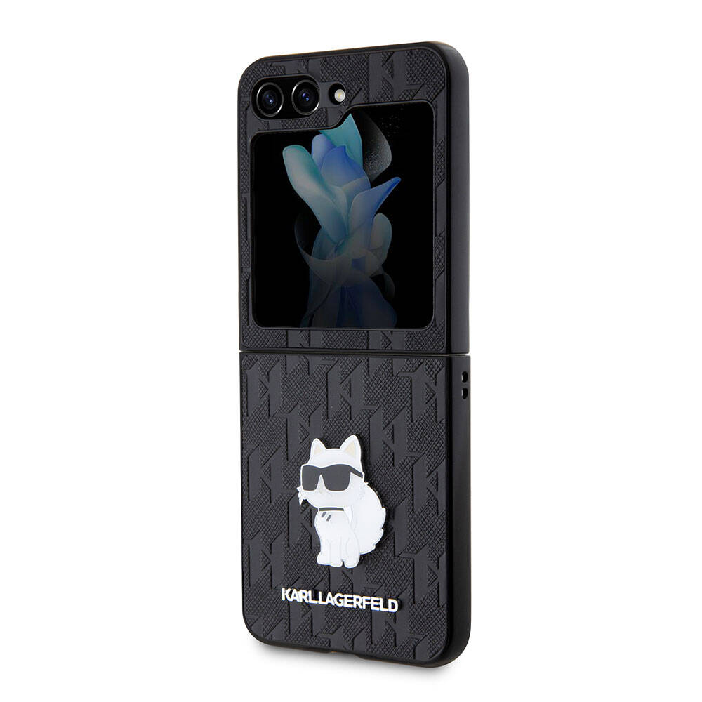 Karl Lagerfeld Galaxy Z Flip 5 Kılıf Orjinal Lisanslı KL Desenli Choupette İkonik Saffiano Telefon Kılıfı - 5