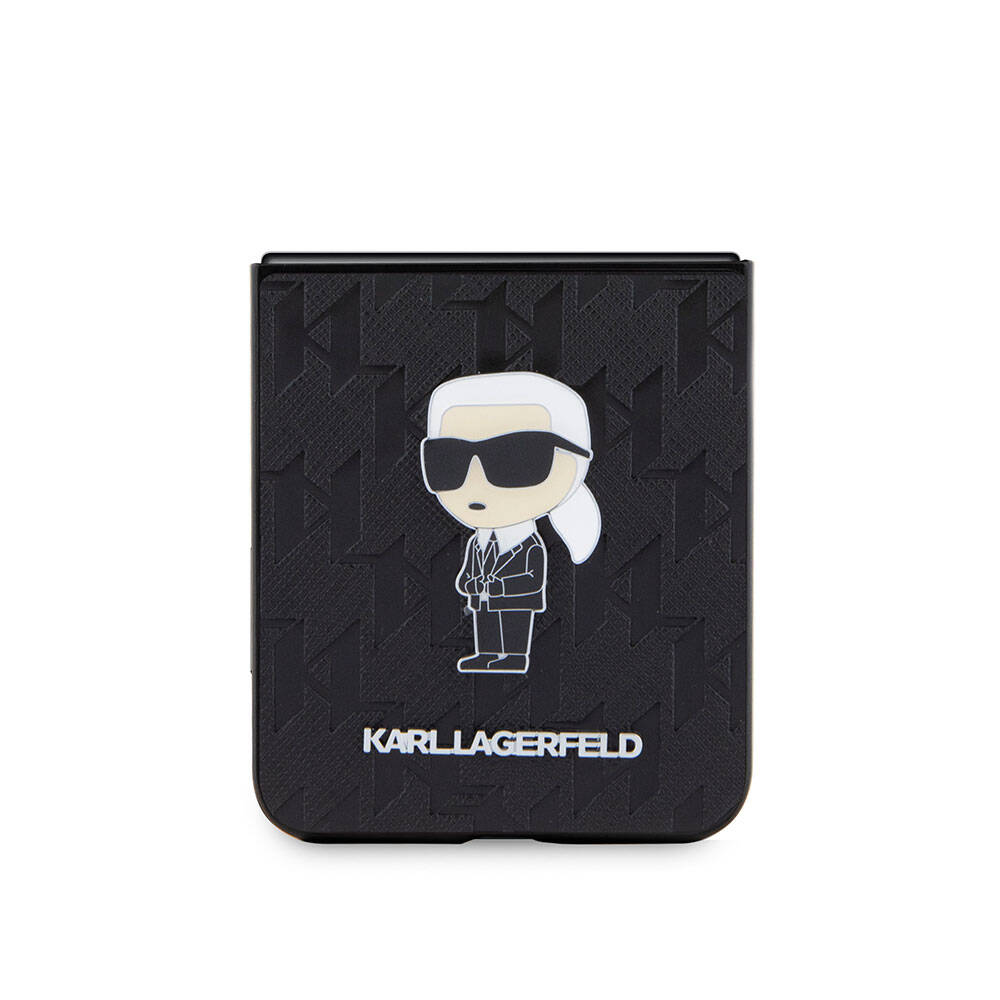 Karl Lagerfeld Galaxy Z Flip 5 Kılıf Orjinal Lisanslı KL Desenli Karl İkonik Saffiano Telefon Kılıfı - 4