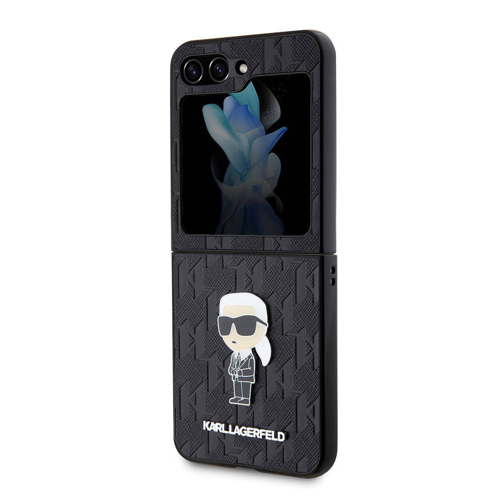 Karl Lagerfeld Galaxy Z Flip 5 Kılıf Orjinal Lisanslı KL Desenli Karl İkonik Saffiano Telefon Kılıfı - 5
