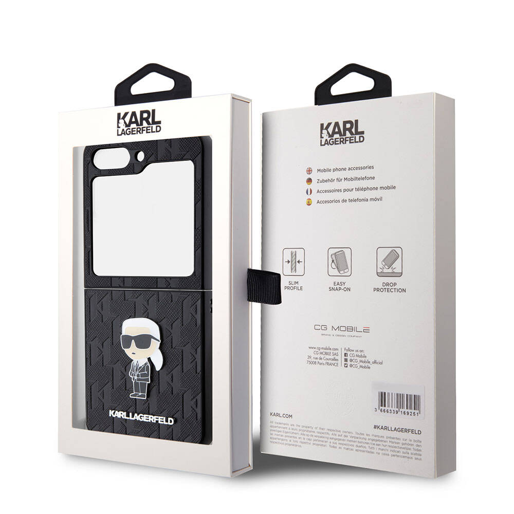 Karl Lagerfeld Galaxy Z Flip 5 Kılıf Orjinal Lisanslı KL Desenli Karl İkonik Saffiano Telefon Kılıfı - 7