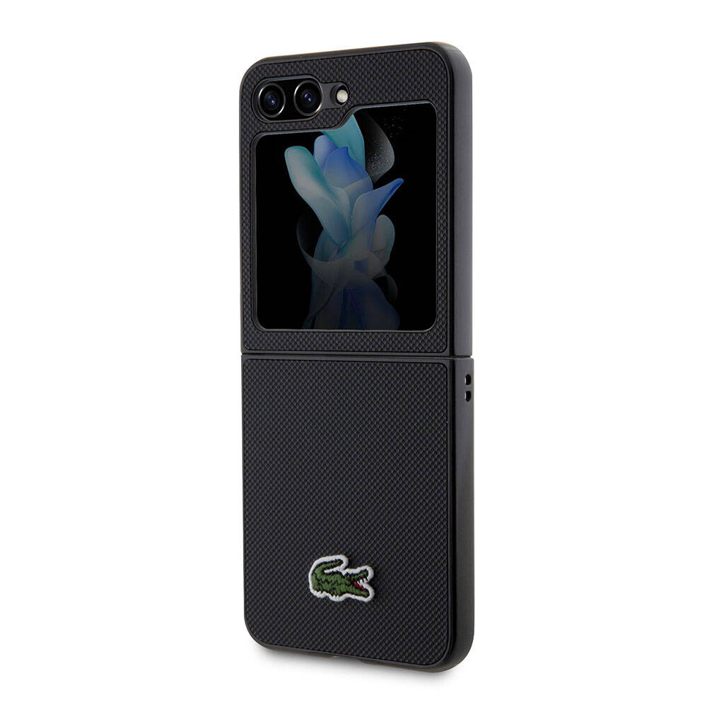 Lacoste Galaxy Z Flip 5 Orjinal Lisanslı PU Pike Desenli Arka Yüzey İkonik Timsah Dokuma Logolu Telefon Kılıfı - 6