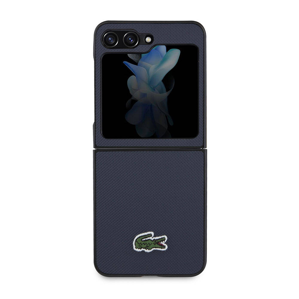 Lacoste Galaxy Z Flip 5 Orjinal Lisanslı PU Pike Desenli Arka Yüzey İkonik Timsah Dokuma Logolu Telefon Kılıfı - 9
