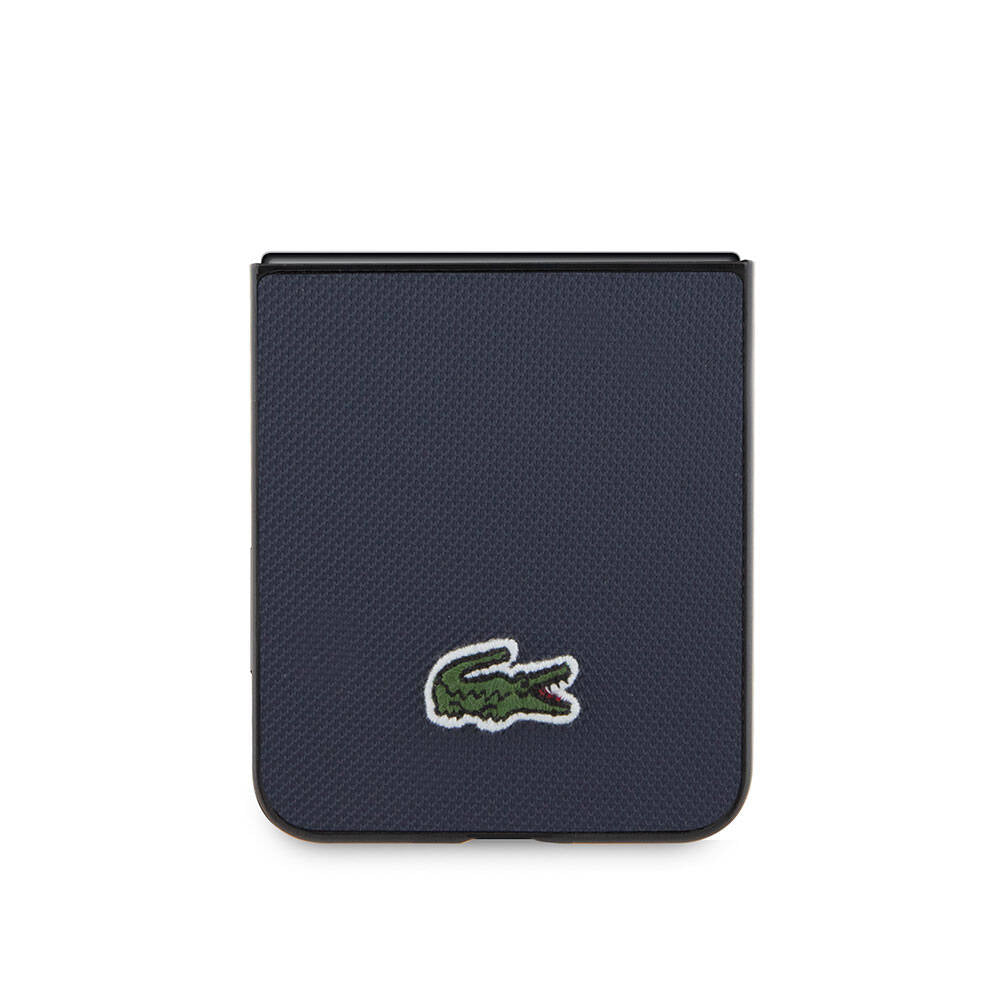 Lacoste Galaxy Z Flip 5 Orjinal Lisanslı PU Pike Desenli Arka Yüzey İkonik Timsah Dokuma Logolu Telefon Kılıfı - 12