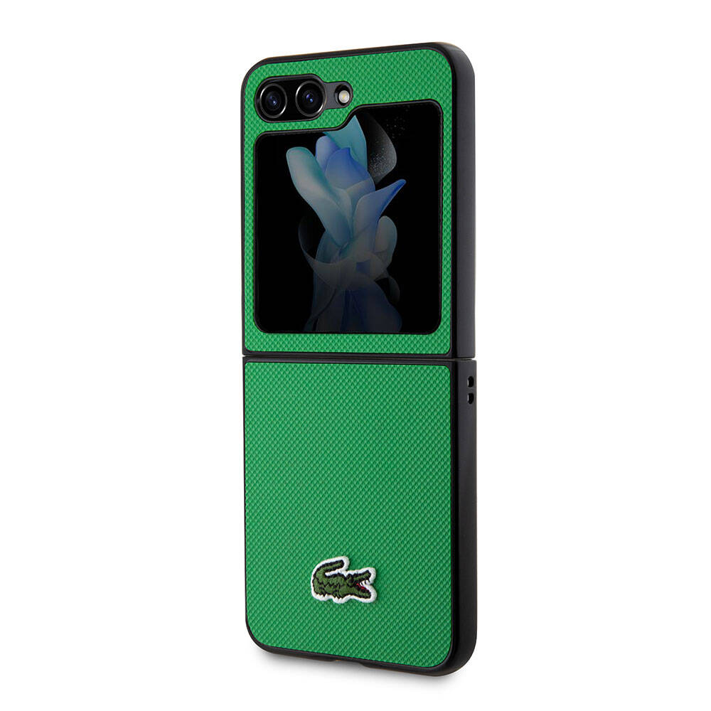 Lacoste Galaxy Z Flip 5 Orjinal Lisanslı PU Pike Desenli Arka Yüzey İkonik Timsah Dokuma Logolu Telefon Kılıfı - 19