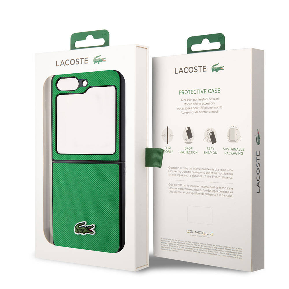 Lacoste Galaxy Z Flip 5 Orjinal Lisanslı PU Pike Desenli Arka Yüzey İkonik Timsah Dokuma Logolu Telefon Kılıfı - 21