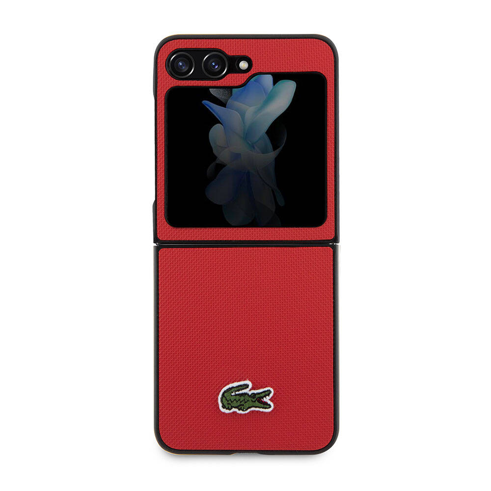 Lacoste Galaxy Z Flip 5 Orjinal Lisanslı PU Pike Desenli Arka Yüzey İkonik Timsah Dokuma Logolu Telefon Kılıfı - 22