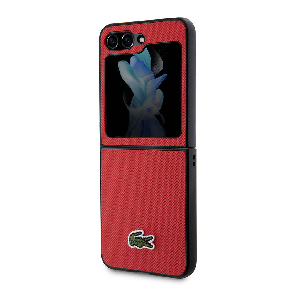 Lacoste Galaxy Z Flip 5 Orjinal Lisanslı PU Pike Desenli Arka Yüzey İkonik Timsah Dokuma Logolu Telefon Kılıfı - 26