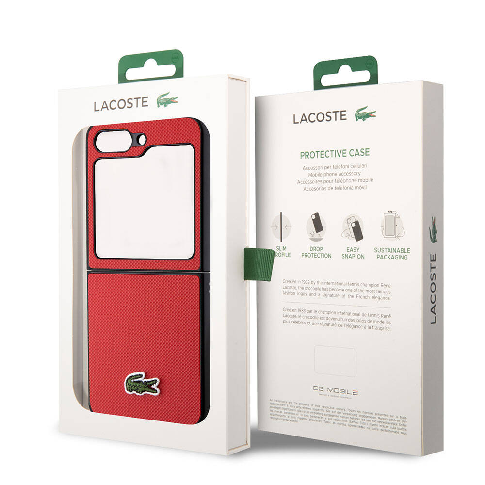 Lacoste Galaxy Z Flip 5 Orjinal Lisanslı PU Pike Desenli Arka Yüzey İkonik Timsah Dokuma Logolu Telefon Kılıfı - 28