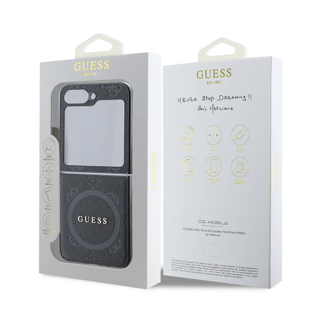 Guess Galaxy Z Flip 6 Orjinal Lisanslı Magsafe Şarj Özellikli Saffiano Metal Logo Telefon Kılıfı - 8