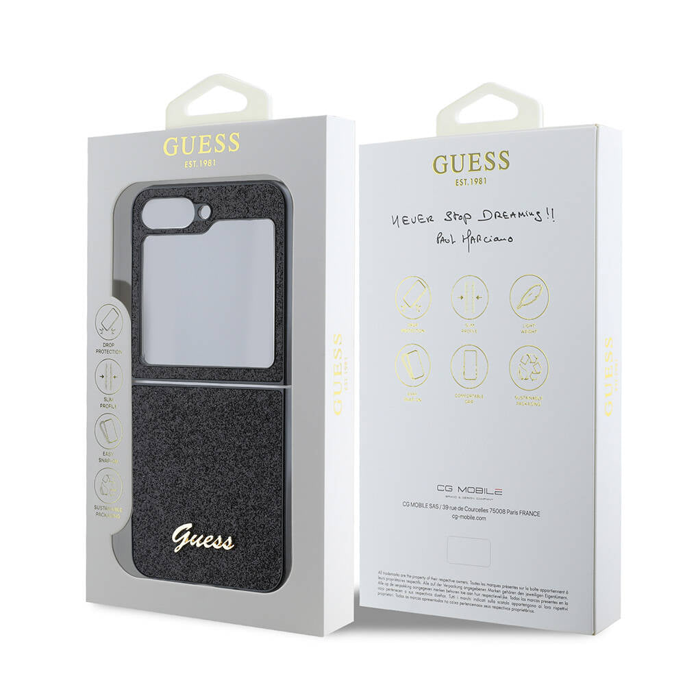 Guess Galaxy Z Flip 6 Orjinal Lisanslı Yazı Logolu Glitter Script Telefon Kılıfı - 8