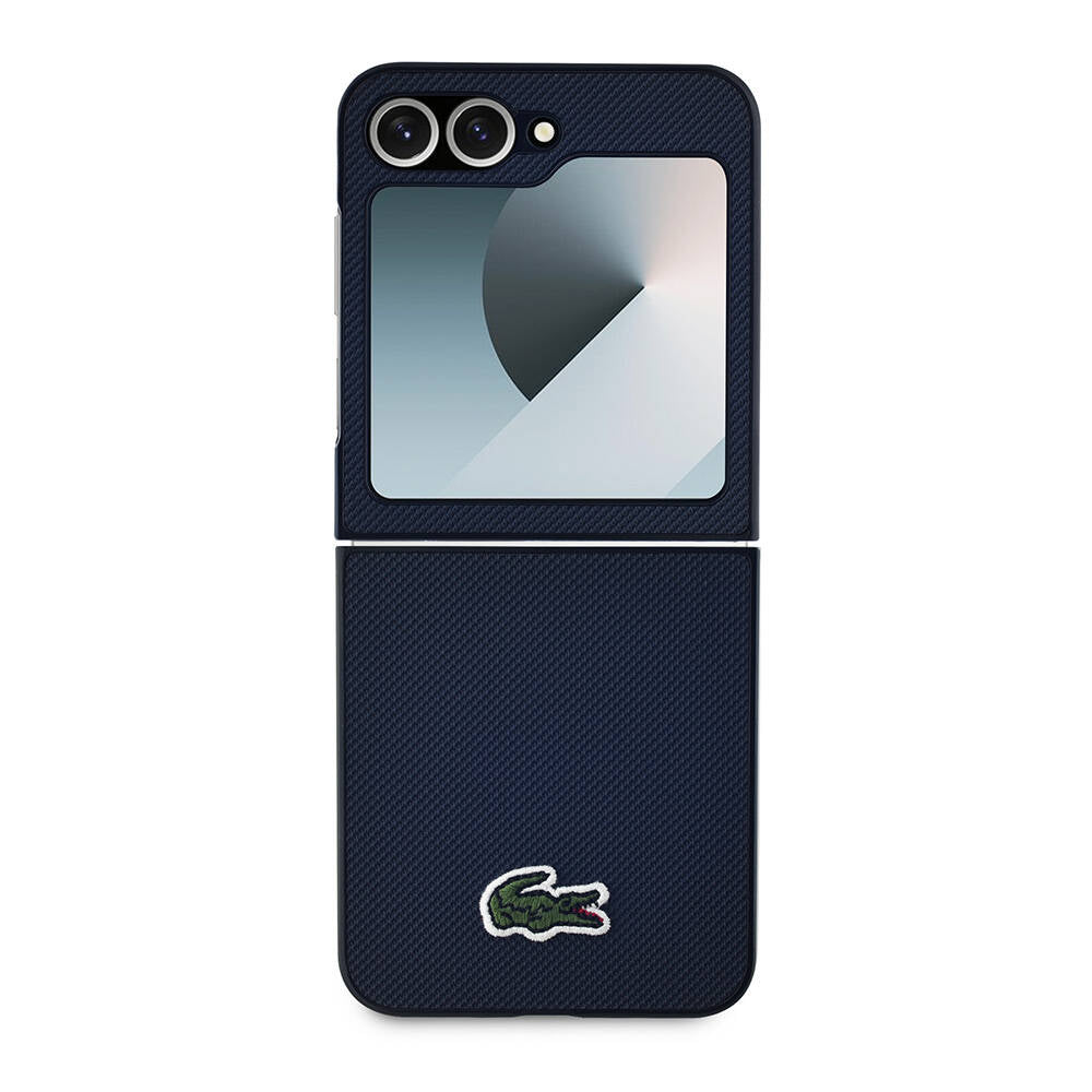 Lacoste Galaxy Z Flip 6 Orjinal Lisanslı Magsafe Şarj Özellikli Pike Desenli Arka Yüzey İkonik Timsah Dokuma Logolu Telefon Kılıfı - 2