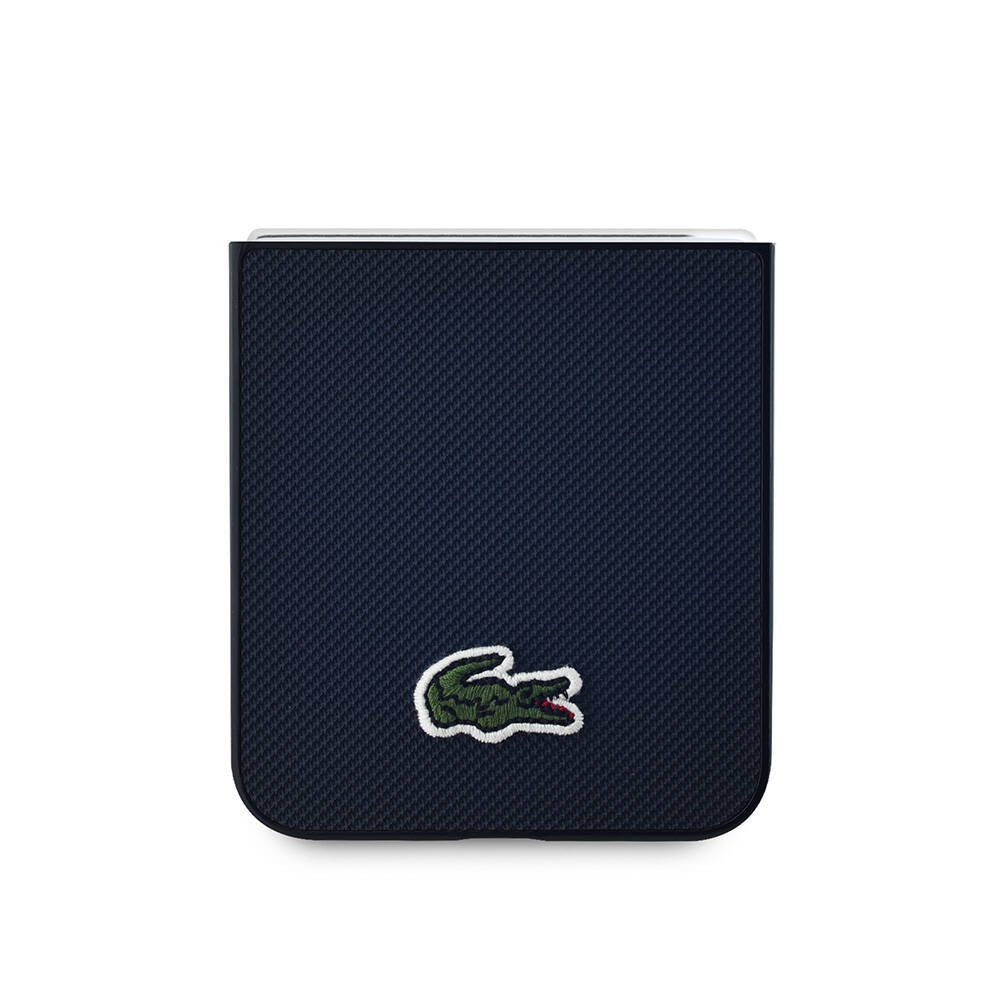 Lacoste Galaxy Z Flip 6 Orjinal Lisanslı Magsafe Şarj Özellikli Pike Desenli Arka Yüzey İkonik Timsah Dokuma Logolu Telefon Kılıfı - 5