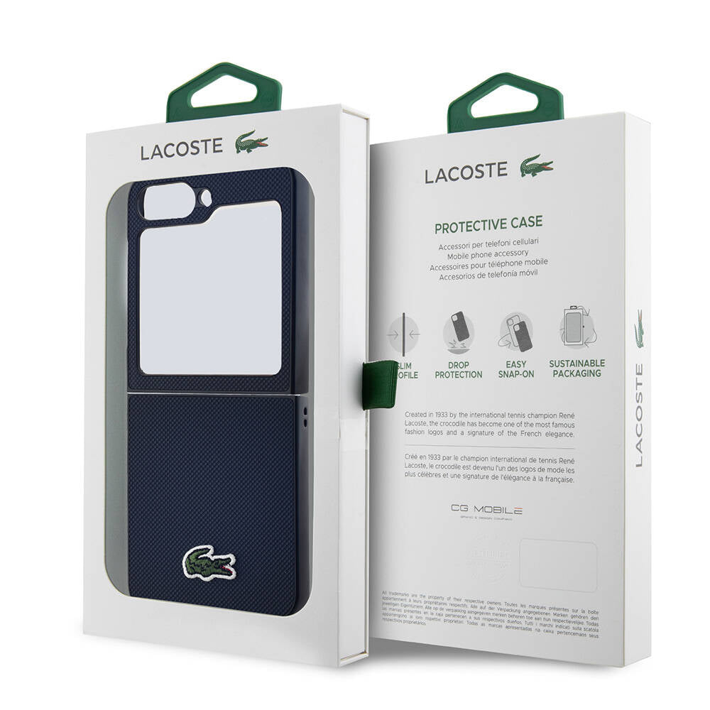 Lacoste Galaxy Z Flip 6 Orjinal Lisanslı Magsafe Şarj Özellikli Pike Desenli Arka Yüzey İkonik Timsah Dokuma Logolu Telefon Kılıfı - 8