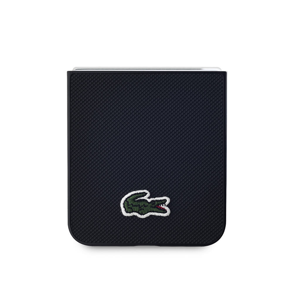 Lacoste Galaxy Z Flip 6 Orjinal Lisanslı Magsafe Şarj Özellikli Pike Desenli Arka Yüzey İkonik Timsah Dokuma Logolu Telefon Kılıfı - 12