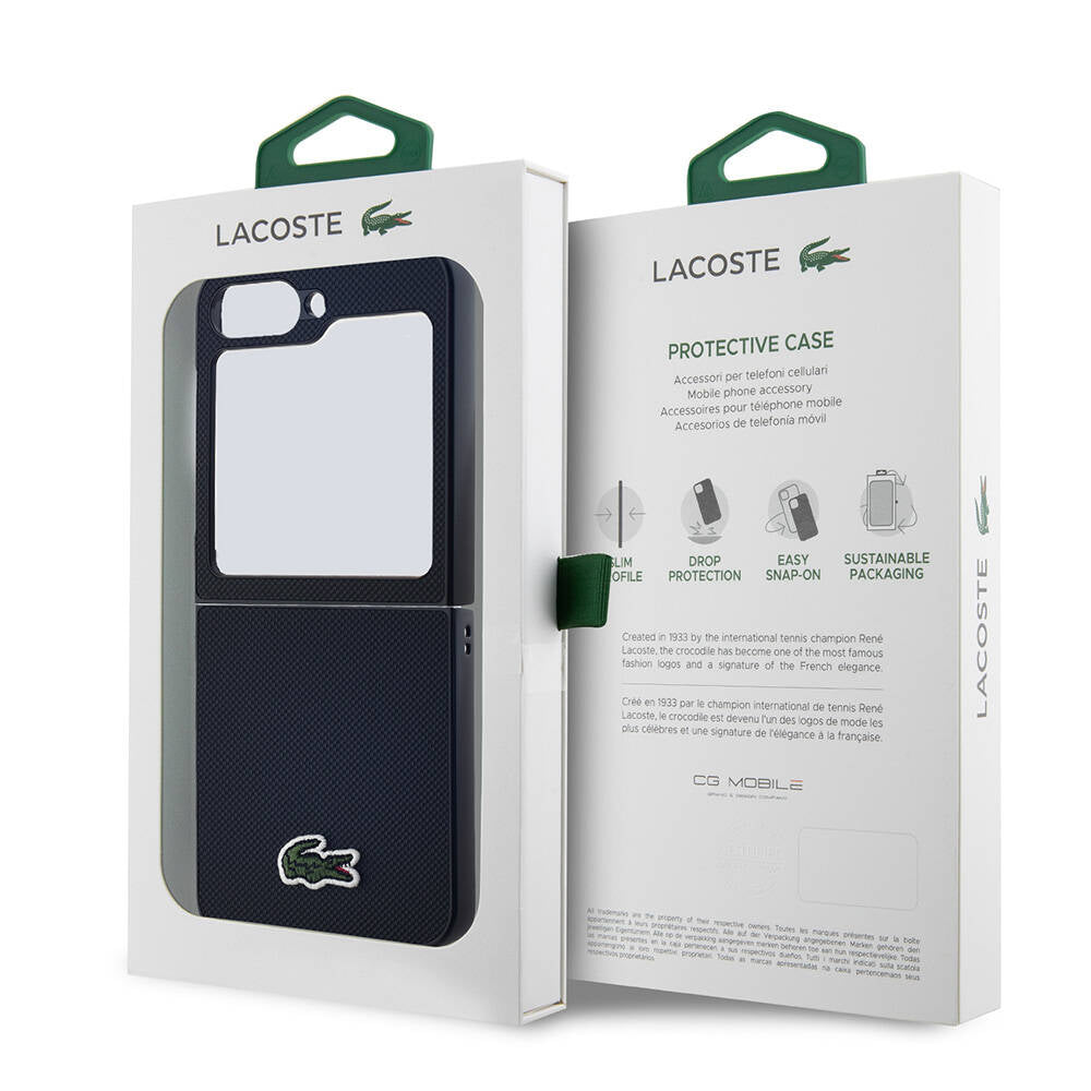 Lacoste Galaxy Z Flip 6 Orjinal Lisanslı Magsafe Şarj Özellikli Pike Desenli Arka Yüzey İkonik Timsah Dokuma Logolu Telefon Kılıfı - 15
