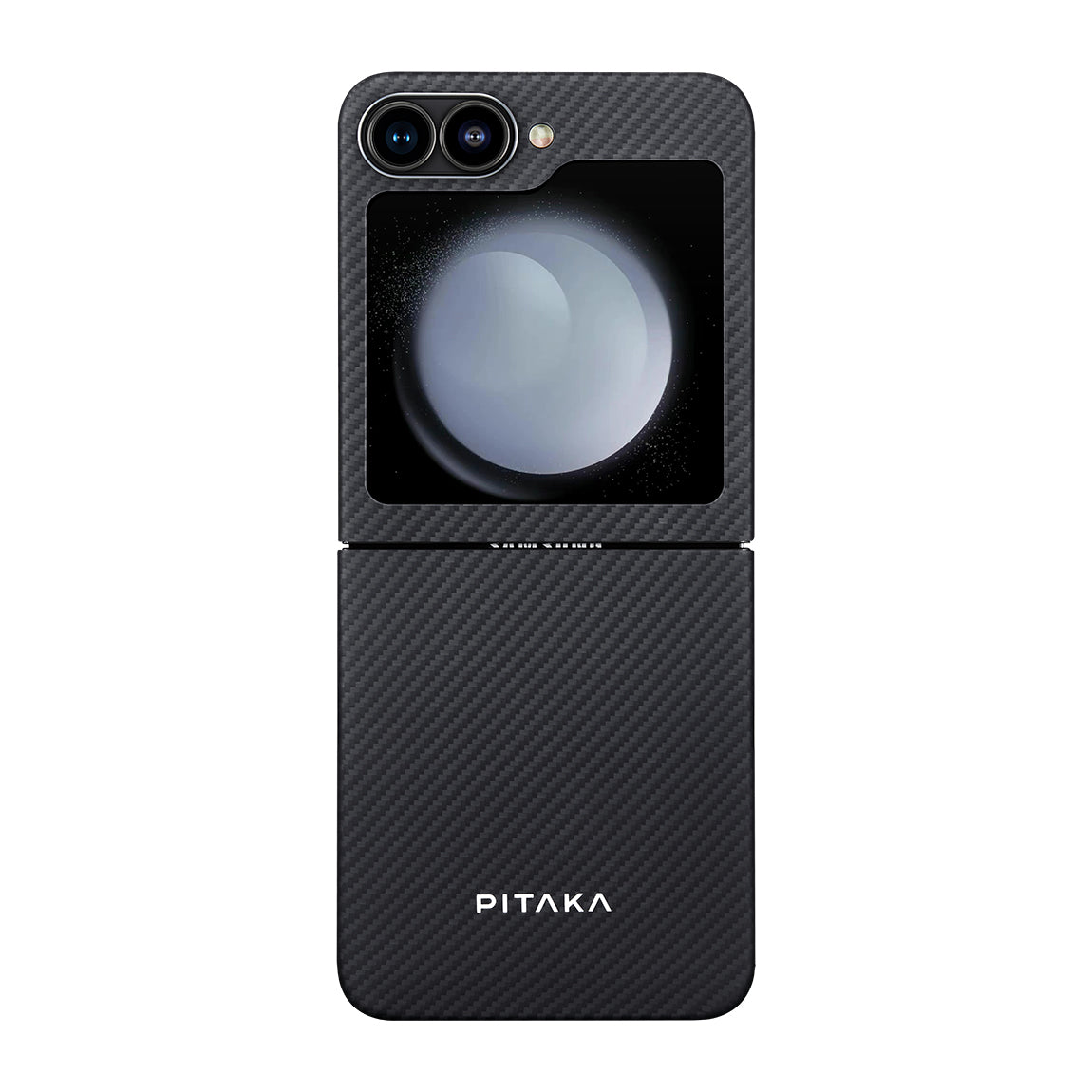 Pitaka Ultra-Slim Classic Serisi Galaxy Z Flip 6 M-safe Şarj Özellikli 600D Aramid Fiber Black-Grey Twill Kılıf
