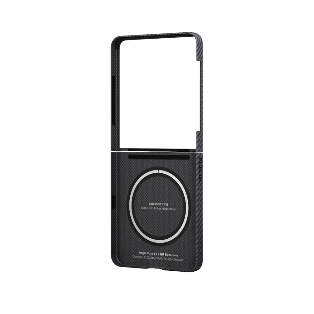 Pitaka Ultra-Slim Classic Serisi Galaxy Z Flip 7 M-safe 600D Aramid Fiber Black-Grey Twill Kılıf