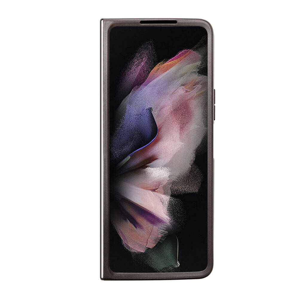 Guess Galaxy Z Fold 5 Orjinal Lisanslı PU Deri Taşlı Üçgen Logo 4G Desenli Strass Telefon Kılıfı - 4