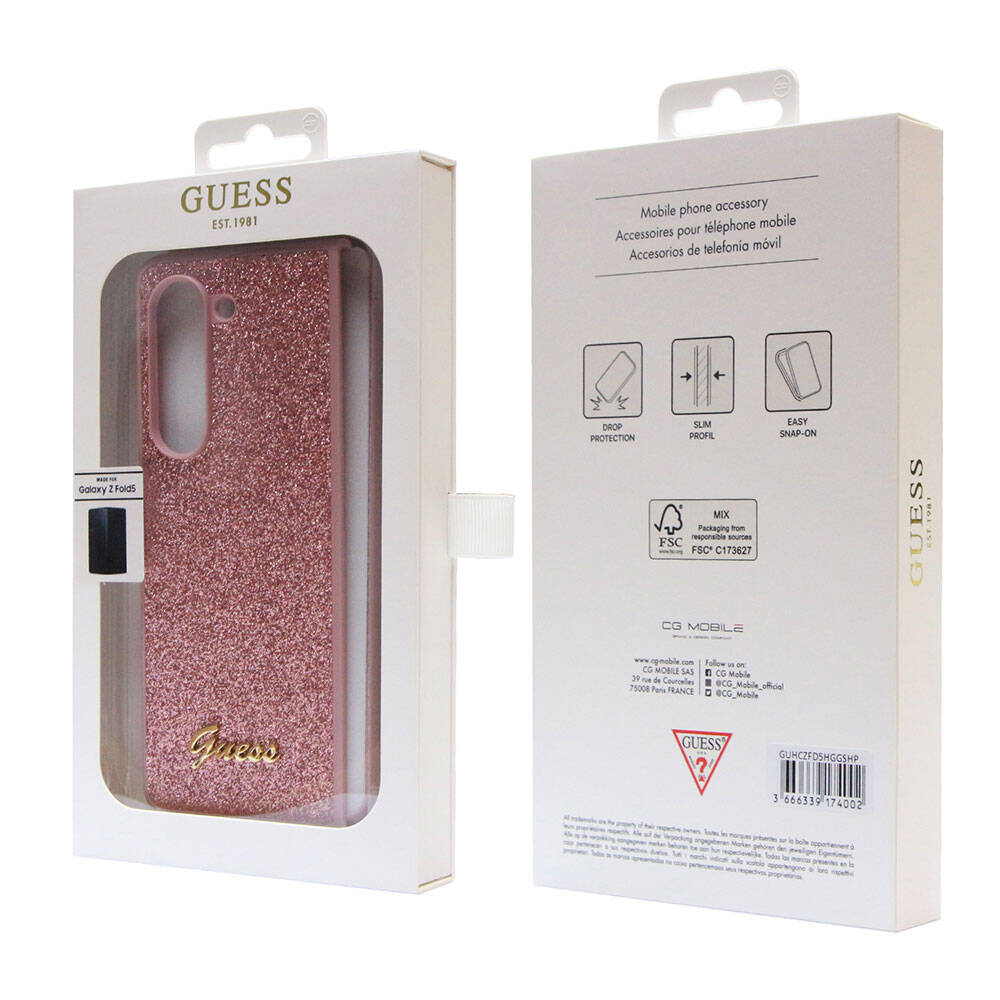 Guess Galaxy Z Fold 5 Orjinal Lisanslı Yazı Logolu Glitter Script Telefon Kılıfı - 12