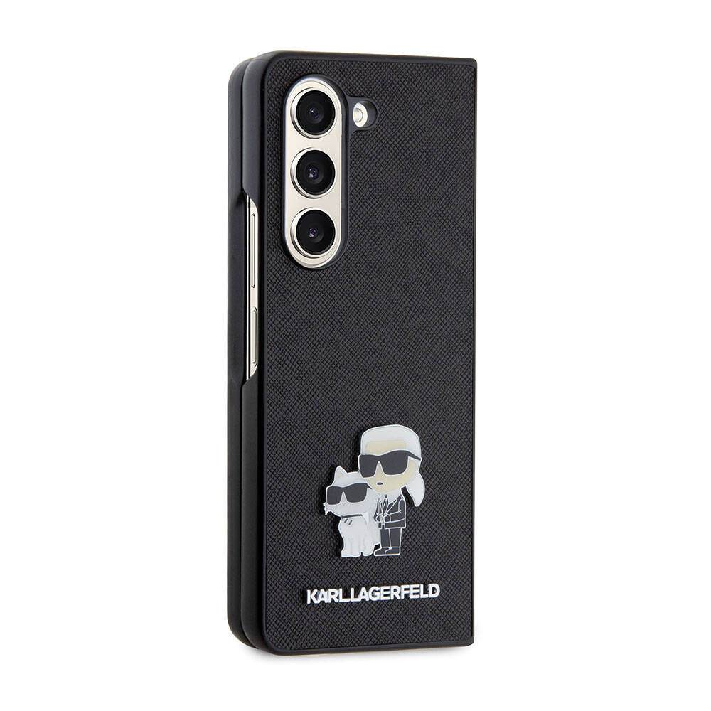 Karl Lagerfeld Galaxy Z Fold 5 Kılıf Orjinal Lisanslı K&C Metal Logolu Saffiano Telefon Kılıfı - 4