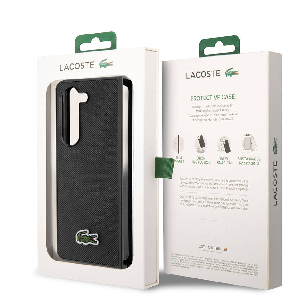 Lacoste Galaxy Z Fold 5 Orjinal Lisanslı PU Pike Desenli Arka Yüzey İkonik Timsah Dokuma Logolu Telefon Kılıfı - 7