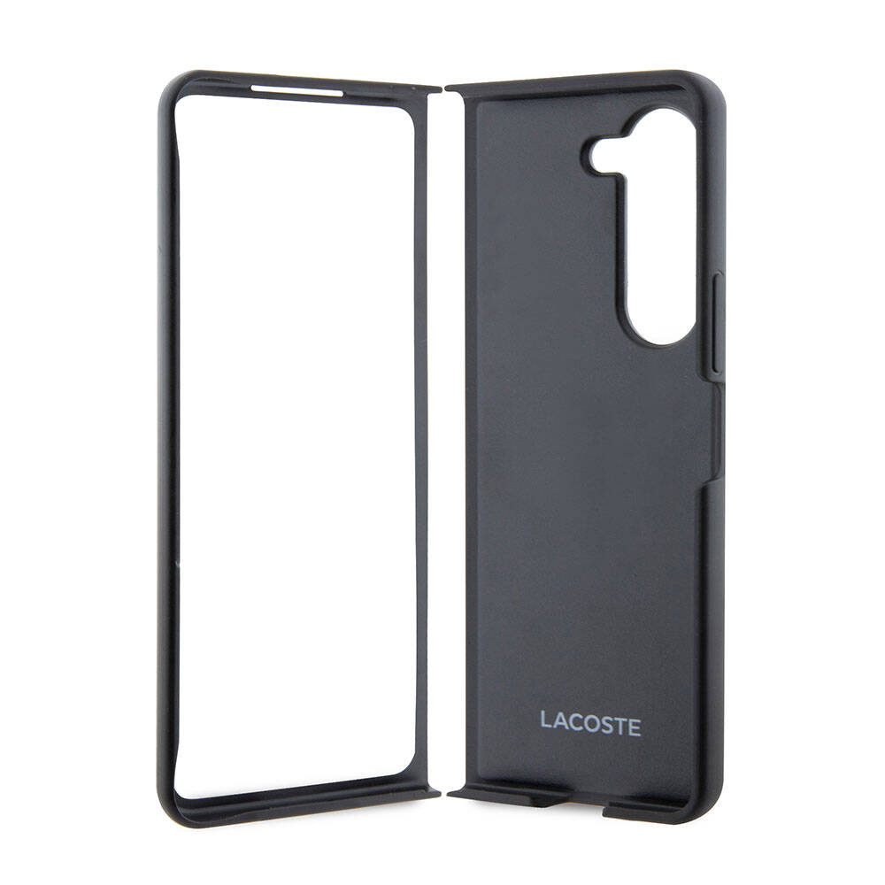Lacoste Galaxy Z Fold 5 Orjinal Lisanslı PU Pike Desenli Arka Yüzey İkonik Timsah Dokuma Logolu Telefon Kılıfı - 12